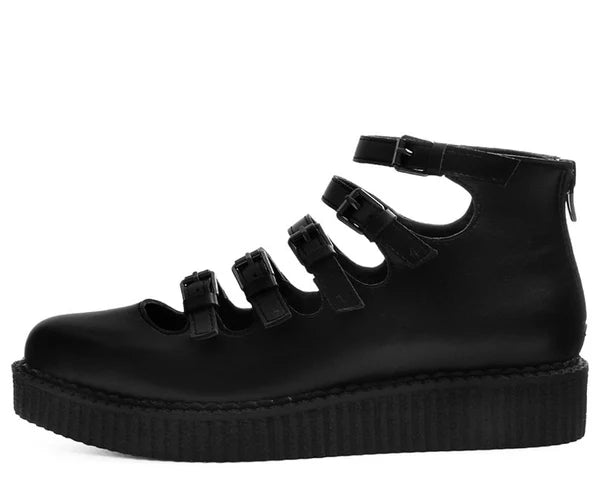 A9417L | Black Multi-Strap Pointed Mary Jane Creeper | T.U.K (Vegan)