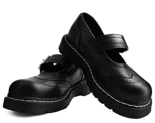 T2269 | Black Brogue Mary Jane | T.U.K (Vegan)