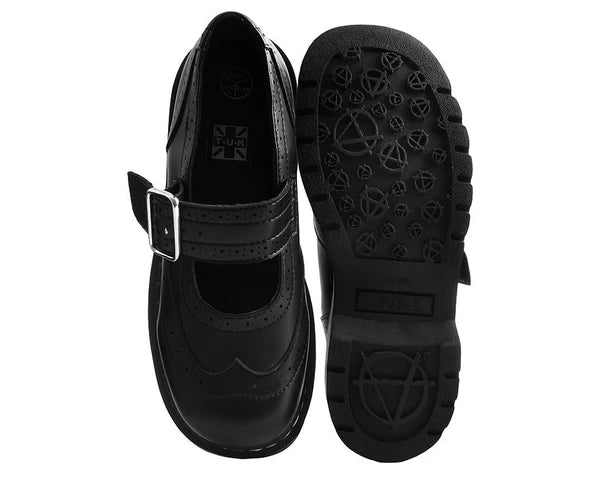 T2269 | Black Brogue Mary Jane | T.U.K (Vegan)