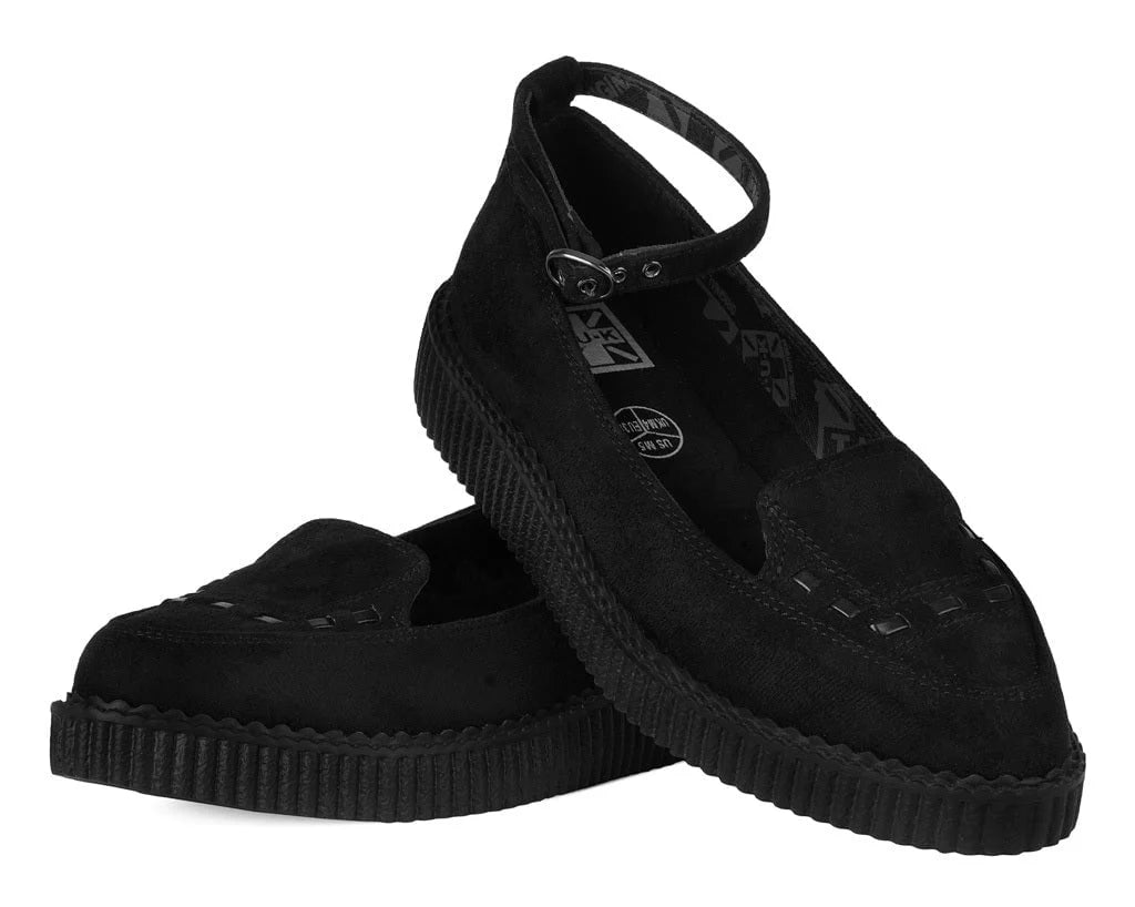 A3418L | Black Faux Suede Interlace Mary Jane | T.U.K (Vegan)