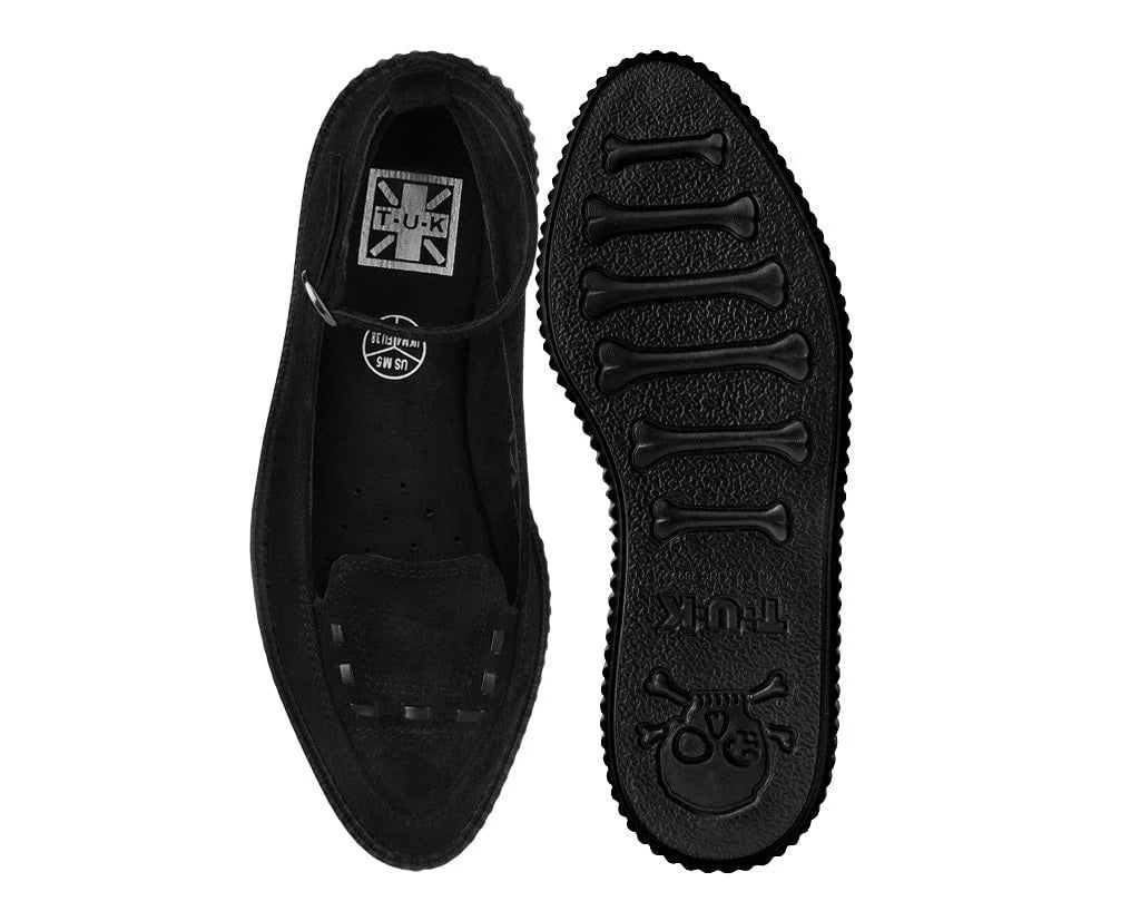 A3418L | Black Faux Suede Interlace Mary Jane | T.U.K (Vegan)