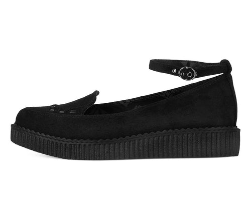 A3418L | Black Faux Suede Interlace Mary Jane | T.U.K (Vegan)