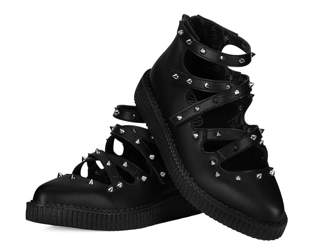 A3421L | Black Studded Multi-Strap Mary Jane | T.U.K (Vegan)