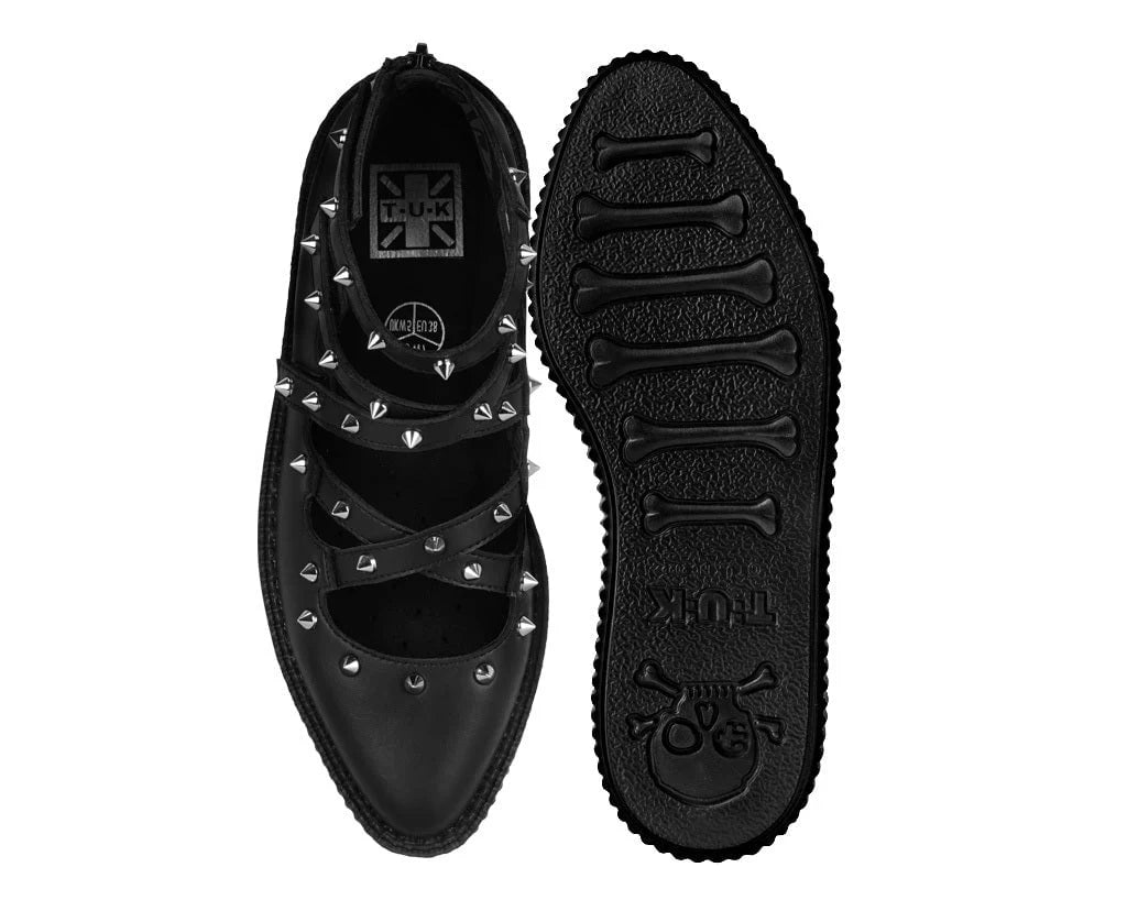 A3421L | Black Studded Multi-Strap Mary Jane | T.U.K (Vegan)