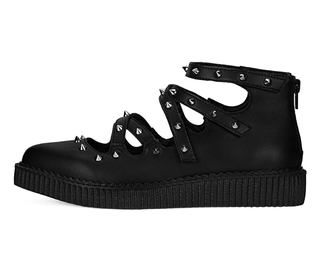 A3421L | Black Studded Multi-Strap Mary Jane | T.U.K (Vegan)