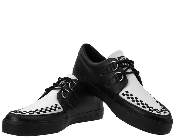 A9180 | Black and White Leather D-Ring VLK Sneaker | T.U.K (Leather)