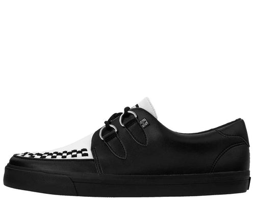 A9180 | Black and White Leather D-Ring VLK Sneaker | T.U.K (Leather)