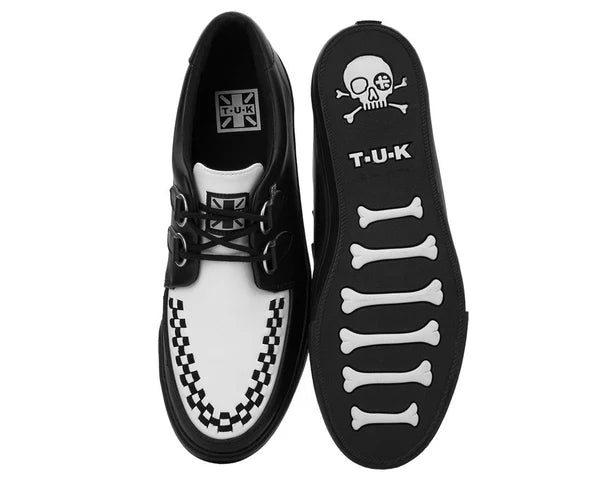 A9180 | Black and White Leather D-Ring VLK Sneaker | T.U.K (Leather)