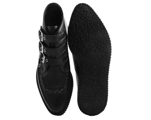 A9325 | Black 3-Buckle Pointed Creeper Boot | T.U.K (Vegan)