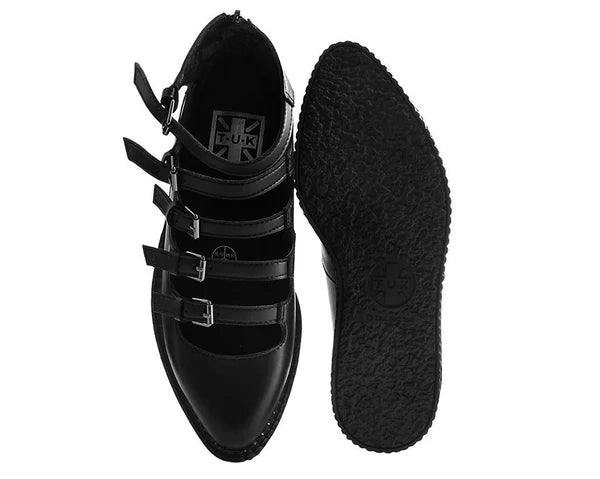 A9417L | Black Multi-Strap Pointed Mary Jane Creeper | T.U.K (Vegan)