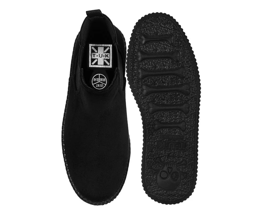 F3424L | Black Faux Suede Viva Low Chelsea Boot | T.U.K (Vegan)