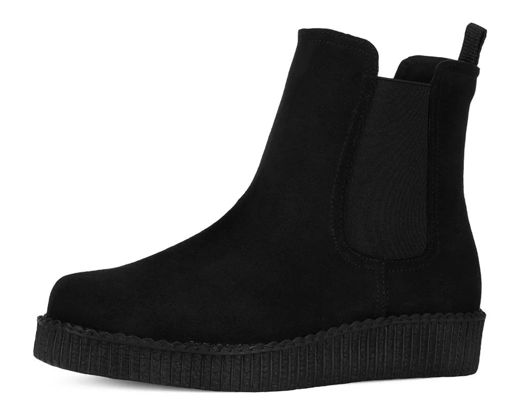F3424L | Black Faux Suede Viva Low Chelsea Boot | T.U.K (Vegan)