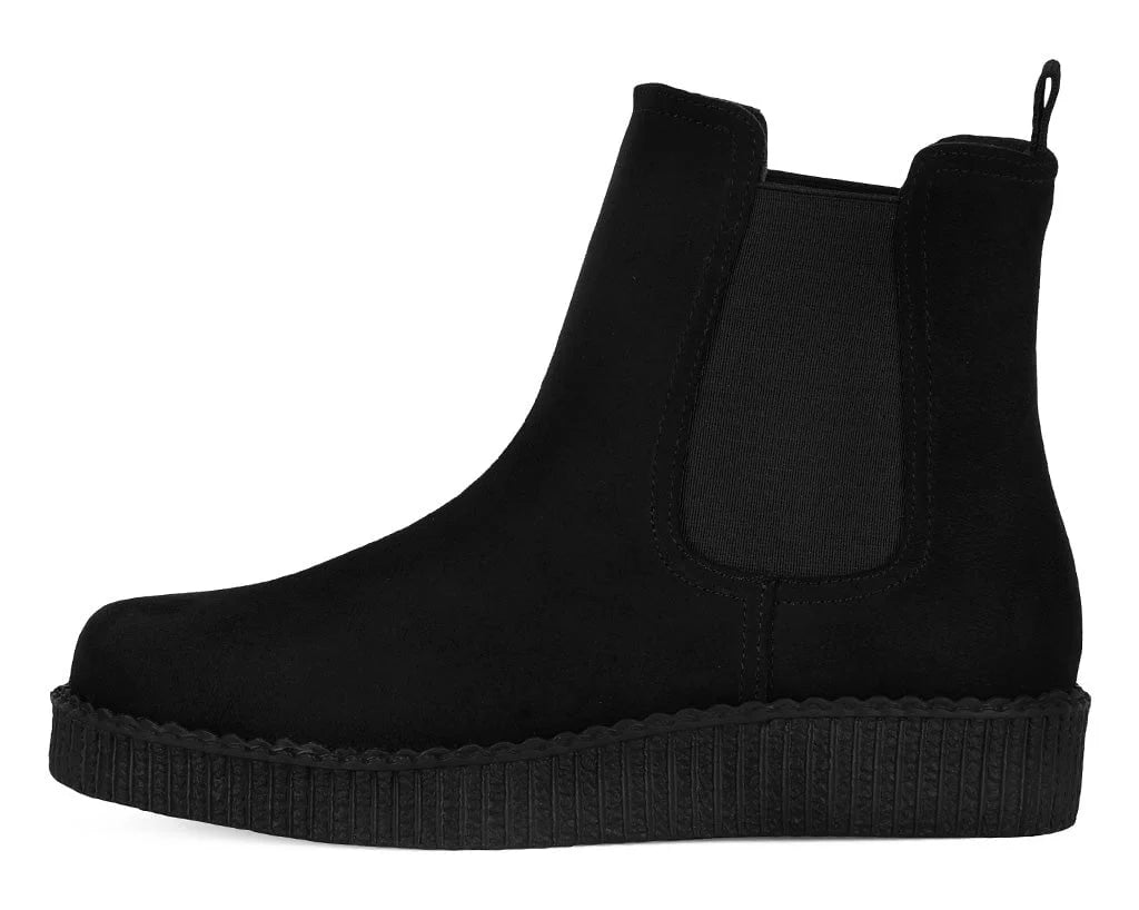 F3424L | Black Faux Suede Viva Low Chelsea Boot | T.U.K (Vegan)