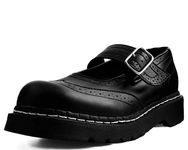 T2269 | Black Brogue Mary Jane | T.U.K (Vegan)