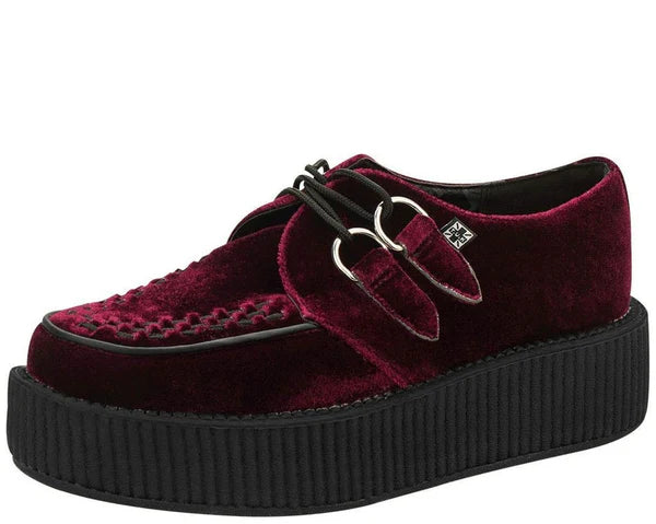 V8463 | Burgundy Velvet Mondo Viva Creepers | T.U.K (Vegan)