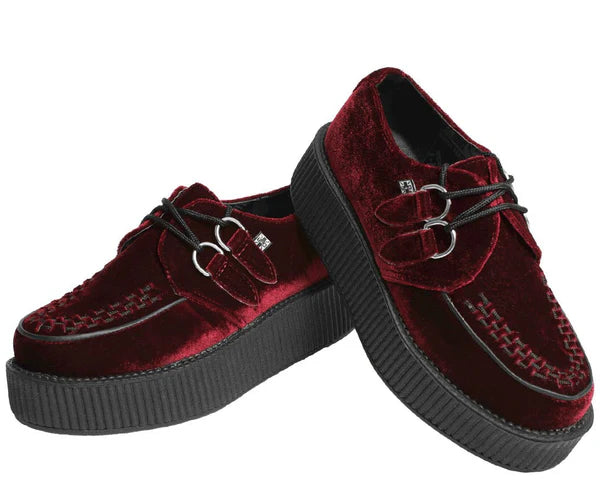 V8463 | Burgundy Velvet Mondo Viva Creepers | T.U.K (Vegan)