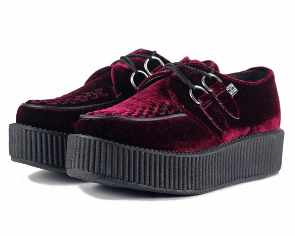 V8463 | Burgundy Velvet Mondo Viva Creepers | T.U.K (Vegan)