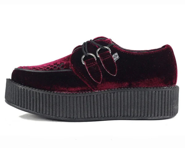 V8463 | Burgundy Velvet Mondo Viva Creepers | T.U.K (Vegan)
