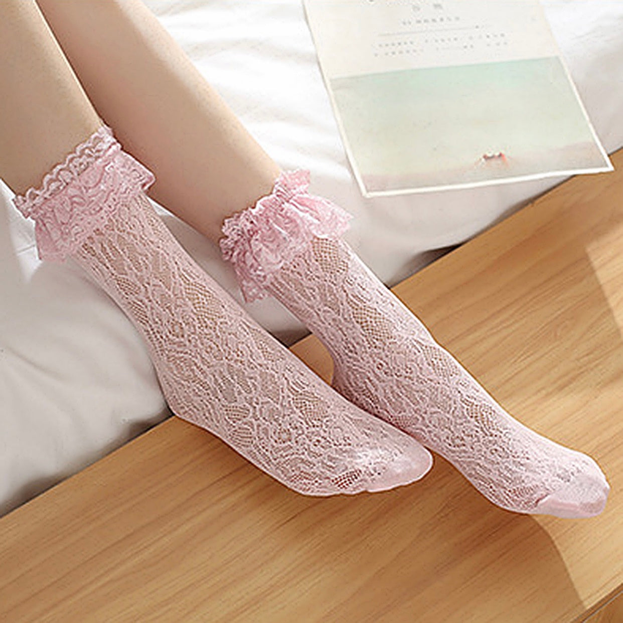 BABY PINK FRILLED FOOTSOCKS [RTS]